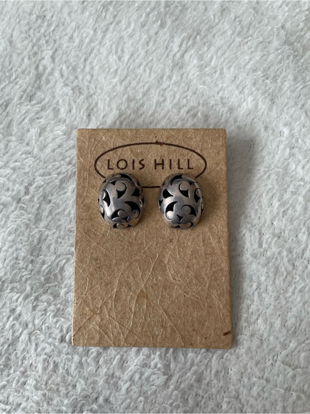 Vintage Lois Hill 925 Sterling Silver Filigree Dome Earrings